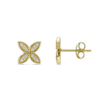 Gemminded 18k Gold Over Silver 1/8 Carat T.W. Lab-Grown Diamond Petal Earrings