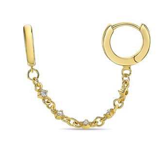 Gemminded 18k Gold Over Silver Lab-Grown Diamond Accent Double Hole Chain Earrings