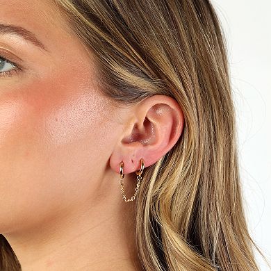 Gemminded 18k Gold Over Silver Lab-Grown Diamond Accent Double Hole Chain Earrings
