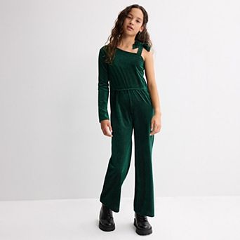 Girls 7-16 eyeshadow One Shoulder Jumpsuit with Bow Detail