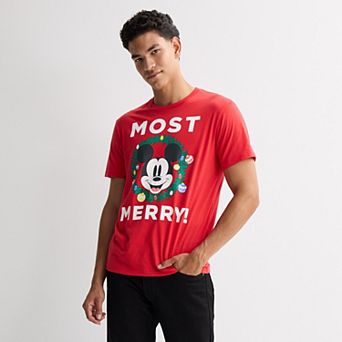 Men's Disney's Mickey Mouse Most Merry Holiday Graphic Tee