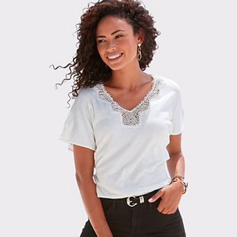 Lascana Women's Crochet Neckline Top