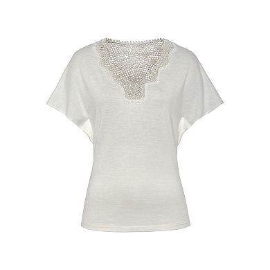 Lascana Women's Crochet Neckline Top