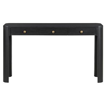 Rustic Console Table: 3-Drawer Entryway Sofa Table with Curved Safety Corners & Thick Legs