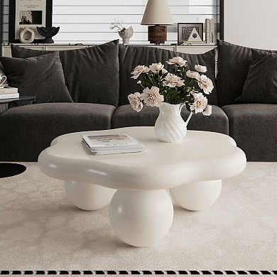 35" Cloud Coffee Table - Modern Petal Shape with Spherical Legs - Kid & Pet Friendly