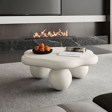 35" Cloud Coffee Table - Modern Petal Shape with Spherical Legs - Kid & Pet Friendly
