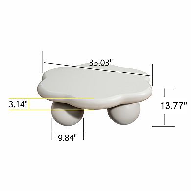 35" Cloud Coffee Table - Modern Petal Shape with Spherical Legs - Kid & Pet Friendly