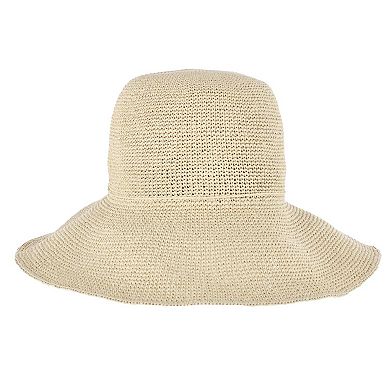 CTM Women's Toyo Straw Crocheted Sun Hat with Shapeable Brim