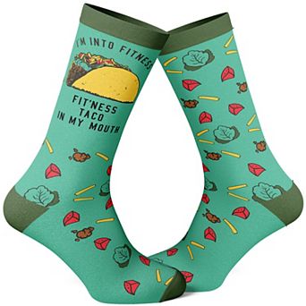 Fitness Taco Sock Funny Cute and Humor Sarcastic Graphic Cool Crazy Footwear