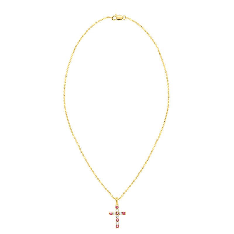 Ethique Sterling Silver 1/5 Carat T.W. Lab Grown Diamond Cross Pendant Necklace, Women's,