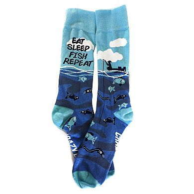 Mens Eat Sleep Fish Repeat Socks Funny Cool Novelty Fishing Crazy Gift Idea for Dad