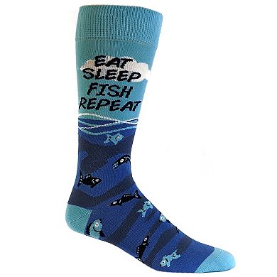 Mens Eat Sleep Fish Repeat Socks Funny Cool Novelty Fishing Crazy Gift Idea for Dad