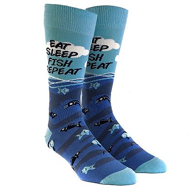 Mens Eat Sleep Fish Repeat Socks Funny Cool Novelty Fishing Crazy Gift Idea for Dad