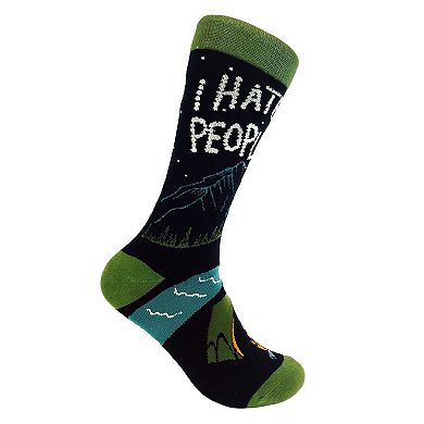 I Hate People Socks Funny Camping Sarcastic Introvert Outdoor Cool Joke Sock