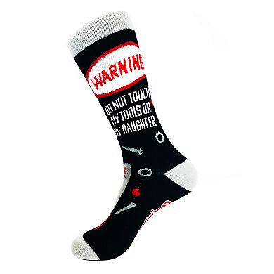 Do Not Touch My Tools Or My Daughter Funny Novelty Socks Gag Gift for Dad Crazy