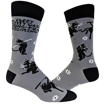 Every Kitty Was Kung-Fu Fighting Socks Funny Novelty Crazy Saying Gift