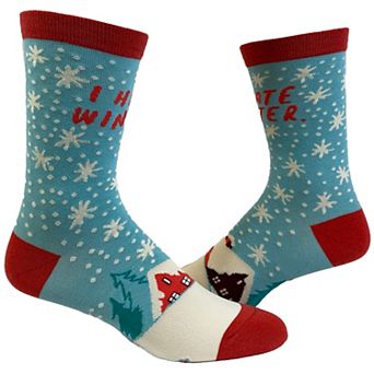 Men's I Hate Winter Socks Funny Snow Cold Seasons Graphic Novelty Footwear