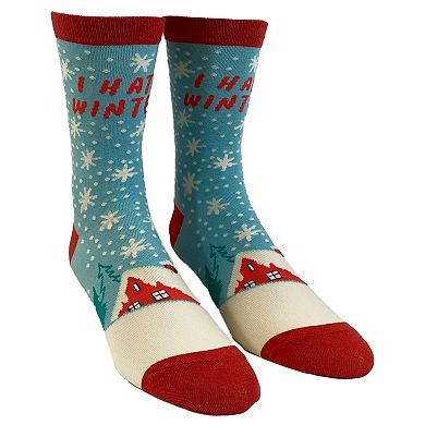 Men's I Hate Winter Socks Funny Snow Cold Seasons Graphic Novelty Footwear