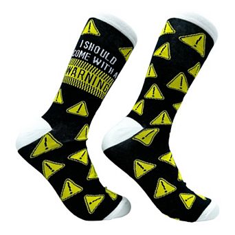 Men's I Should Come With A Warning Socks Funny Caution Sign Footwear