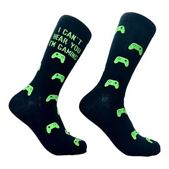 Men's I Cant Hear You Im Gaming Socks Funny Video Gamer Controller Joke Footwear