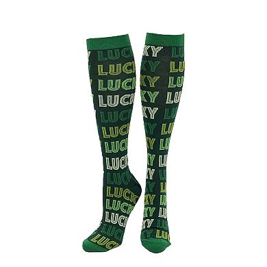 Unisex Lucky All Over Funny St Patricks Day Compression Socks for Women and Men