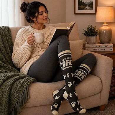 Powered By Coffee Funny Caffeine Compression Socks for Women Unisex Size