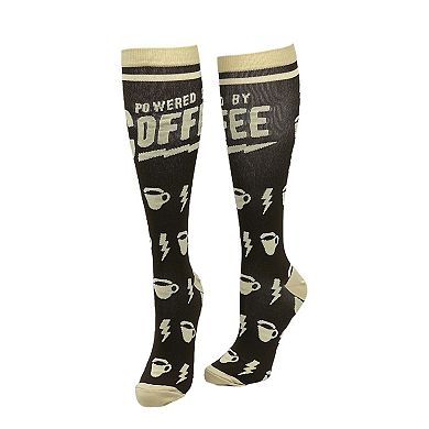 Powered By Coffee Funny Caffeine Compression Socks for Women Unisex Size