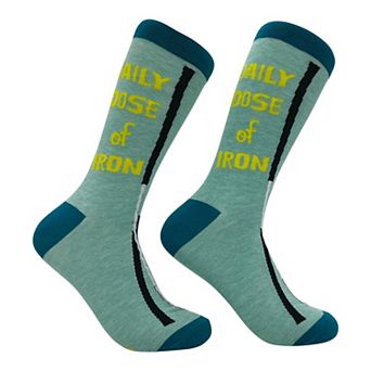 Men's Daily Dose Of Iron Socks Funny Sarcastic Golf Graphic Novelty Footwear for Men