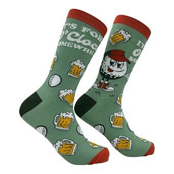 Men's Its Fore O Clock Somewhere Socks Funny Sarcastic Golfing Graphic Novelty Footwear for Men