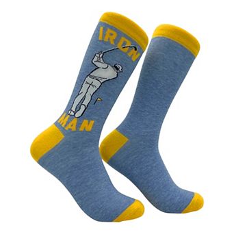 Men's Iron Golf Socks Funny Sarcastic Golfing Graphic Novelty Footwear for Men