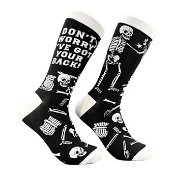 Men's Dont Worry Ive Got Your Back Socks Funny Sarcastic Skeleton Graphic Novelty Footwear For Men