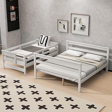 Merax Wood Twin XL over Queen Bunk Bed with Ladder