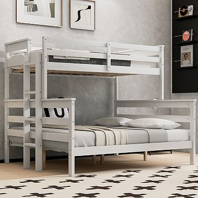 Merax Wood Twin XL over Queen Bunk Bed with Ladder