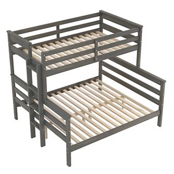 Merax Wood Twin XL over Queen Bunk Bed with Ladder