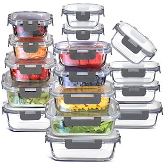 Eatex 32 pc Glass Food Storage Containers with Lids