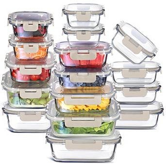 Eatex 32 pc Glass Food Storage Containers with Lids