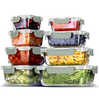 Eatex 16 pc Glass Food Storage Containers with Lids