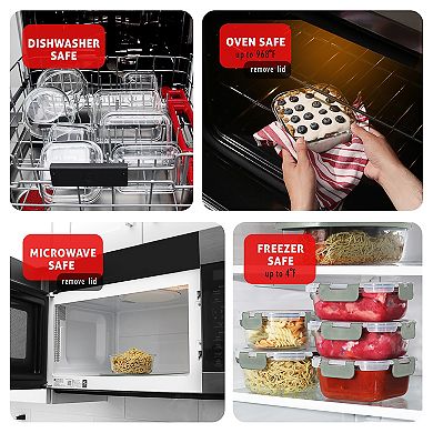 Eatex 16pc Glass Food Storage Containers with Lids