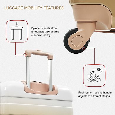 Merax Luggage Sets Expandable ABS Hardshell 3pcs Clearance Luggage Hardside With Tsa Lock