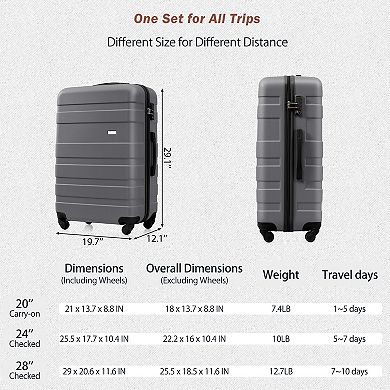 Merax Luggage Sets Expandable Abs Hardshell 3pcs Clearance Luggage Hardside With Tsa Lock