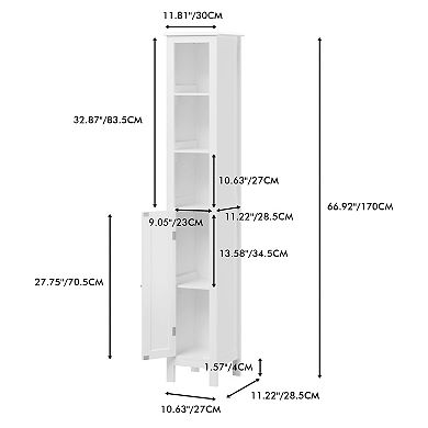 Merax Tall Bathroom Storage Cabinet with Adjustable Shelves,Slim 1 Doors Freestanding Cabinet