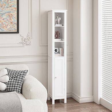 Merax Tall Bathroom Storage Cabinet with Adjustable Shelves,Slim 1 Doors Freestanding Cabinet