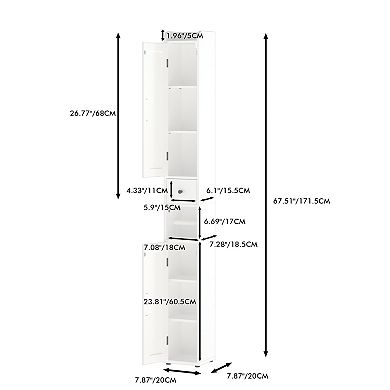 Merax Tall Bathroom Storage Cabinet with Adjustable Shelves,Slim 2 Doors Freestanding Cabinet