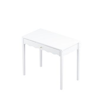 Merax Vanity Desk with Drawer Modern Makeup Table with Scalloped Front