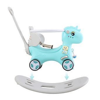Merax Rocking Horse for Toddlers , Balance Bike Ride On Toys with Push Handle