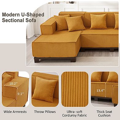 Merax Modern U-Shaped Sectional Sofa 130" Sectional Sofa Upholstered Sofa