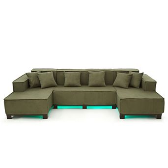 Merax Modern U-Shaped Sectional Sofa 130" Sectional Sofa Upholstered Sofa