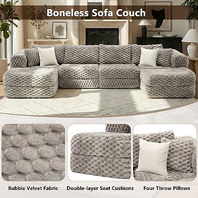 Merax Modular Sectional Sofa 135.4" Boneless Sofa Couch Cozy Sectional Couch