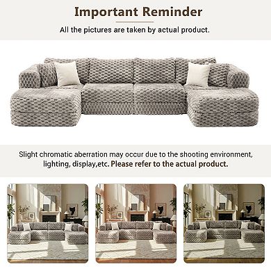 Merax Modular Sectional Sofa 135.4" Boneless Sofa Couch Cozy Sectional Couch