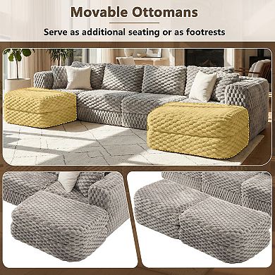 Merax Modular Sectional Sofa 135.4" Boneless Sofa Couch Cozy Sectional Couch